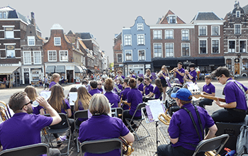 Music group performing in Delft