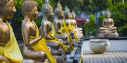 Buddha,Statues,In,Seema,Malaka,Temple,,Colombo,,Sri,Lanka