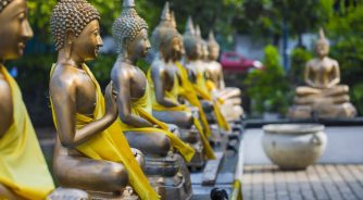 Buddha,Statues,In,Seema,Malaka,Temple,,Colombo,,Sri,Lanka