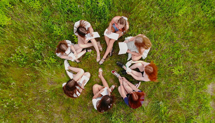 Teamwork,Concept.,A,Group,Of,Female,Student,Girls,Are,Sitting