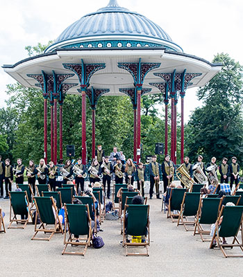 Youth Band 2000 performing in the bandstand Youth Band 2000 performing in the bandstand